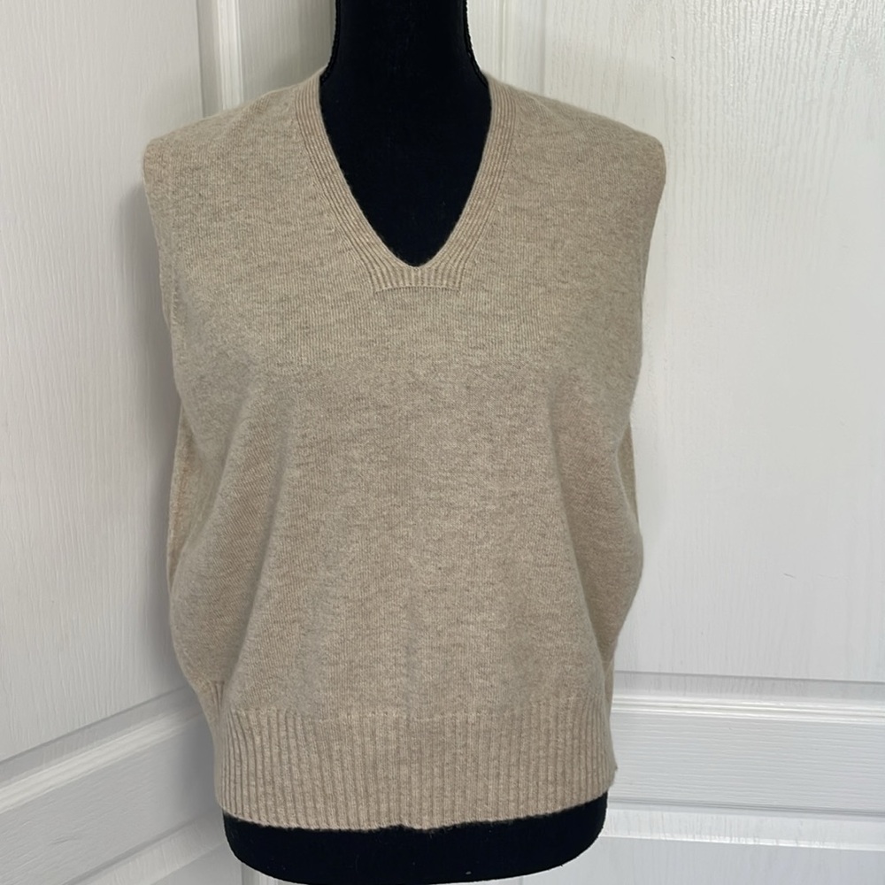 ELEANOREN pure Mongolian cashmere vest new beige camel size S